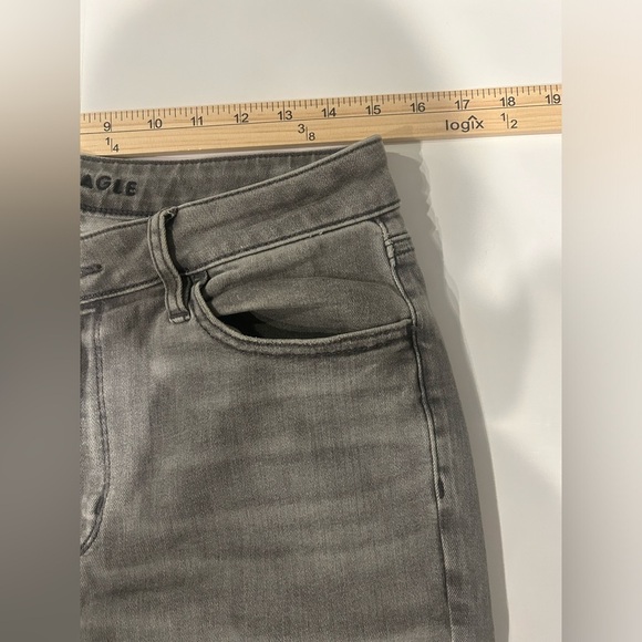 American Eagle Hi Rise Jegging Jeans Women’s 8 Grey Distressed High Rise - Picture 7 of 11